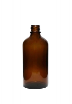 Braunglasflasche 100ml, Mündung DIN18  Lieferung ohne Verschluss, bei Bedarf bitte separat bestellen.